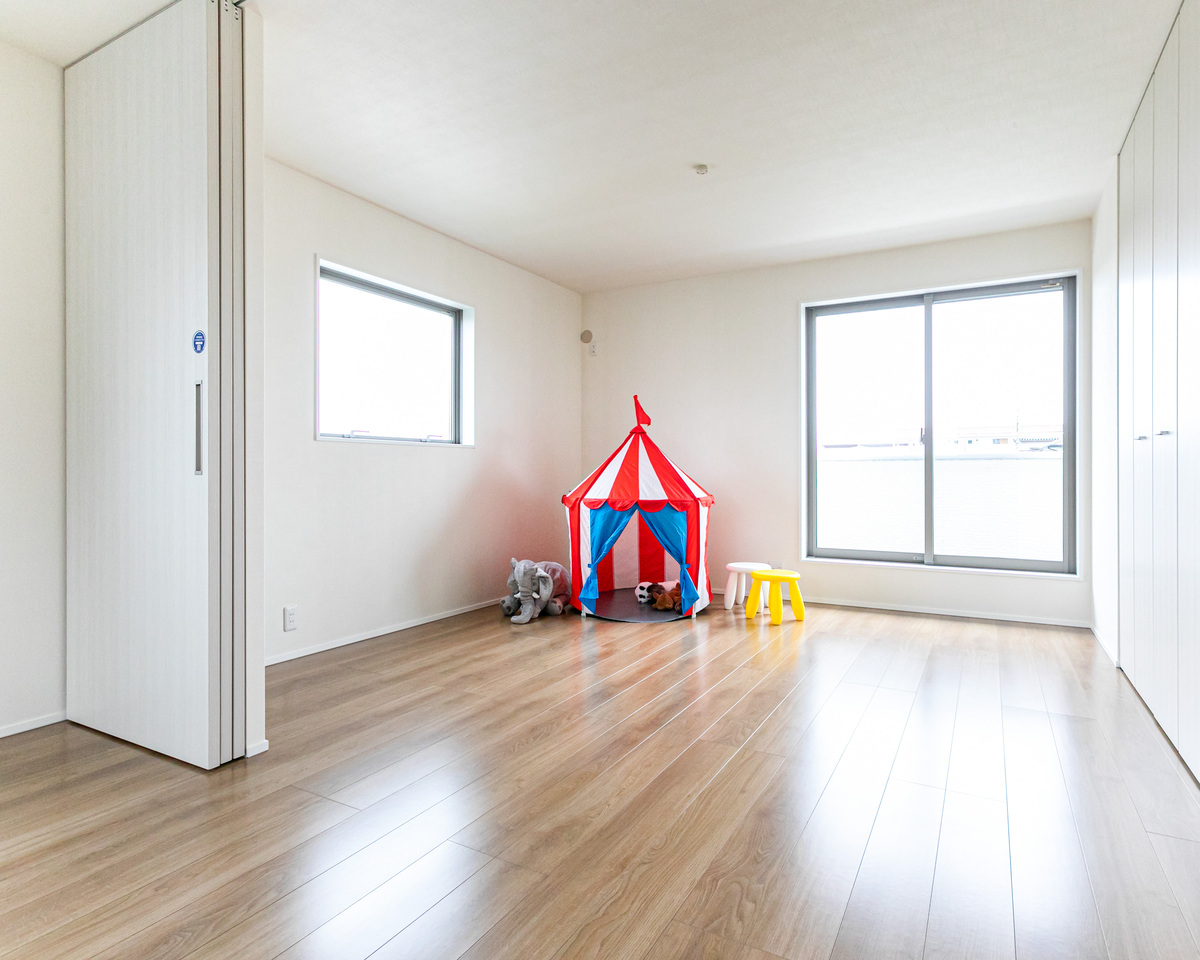 普段はオープンに 時にはプライベートな子供部屋